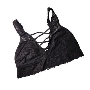 Victoria's Secret Pink Black Lace Strappy Bralette Size Small